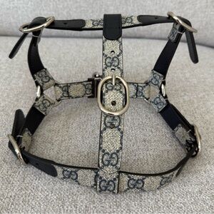 New Gucci Designer Navy and Cream pet Harness